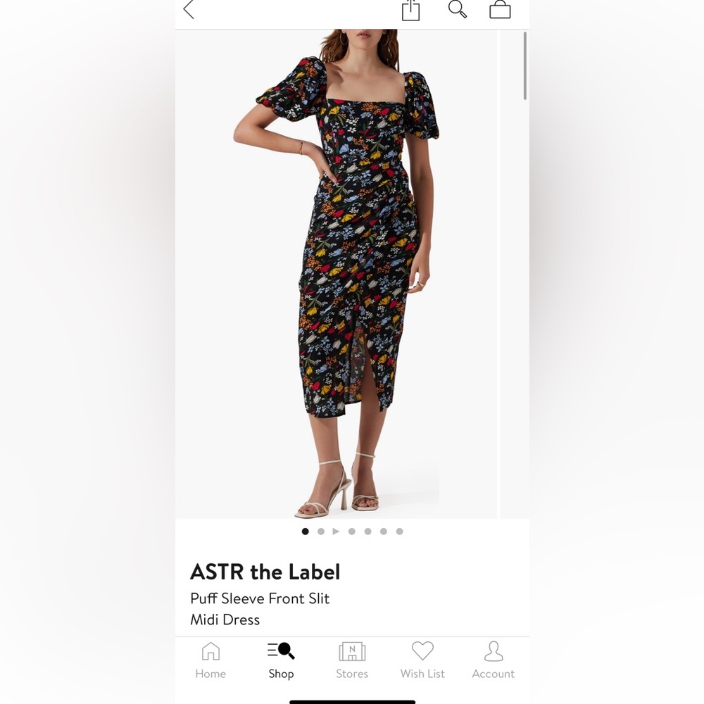ASTR purple multi floral puff sleeve dress. Midi length, NWT, never worn